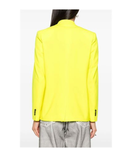 Msgm Stretch Cotton Blazer With Peak Lapels In Yellow