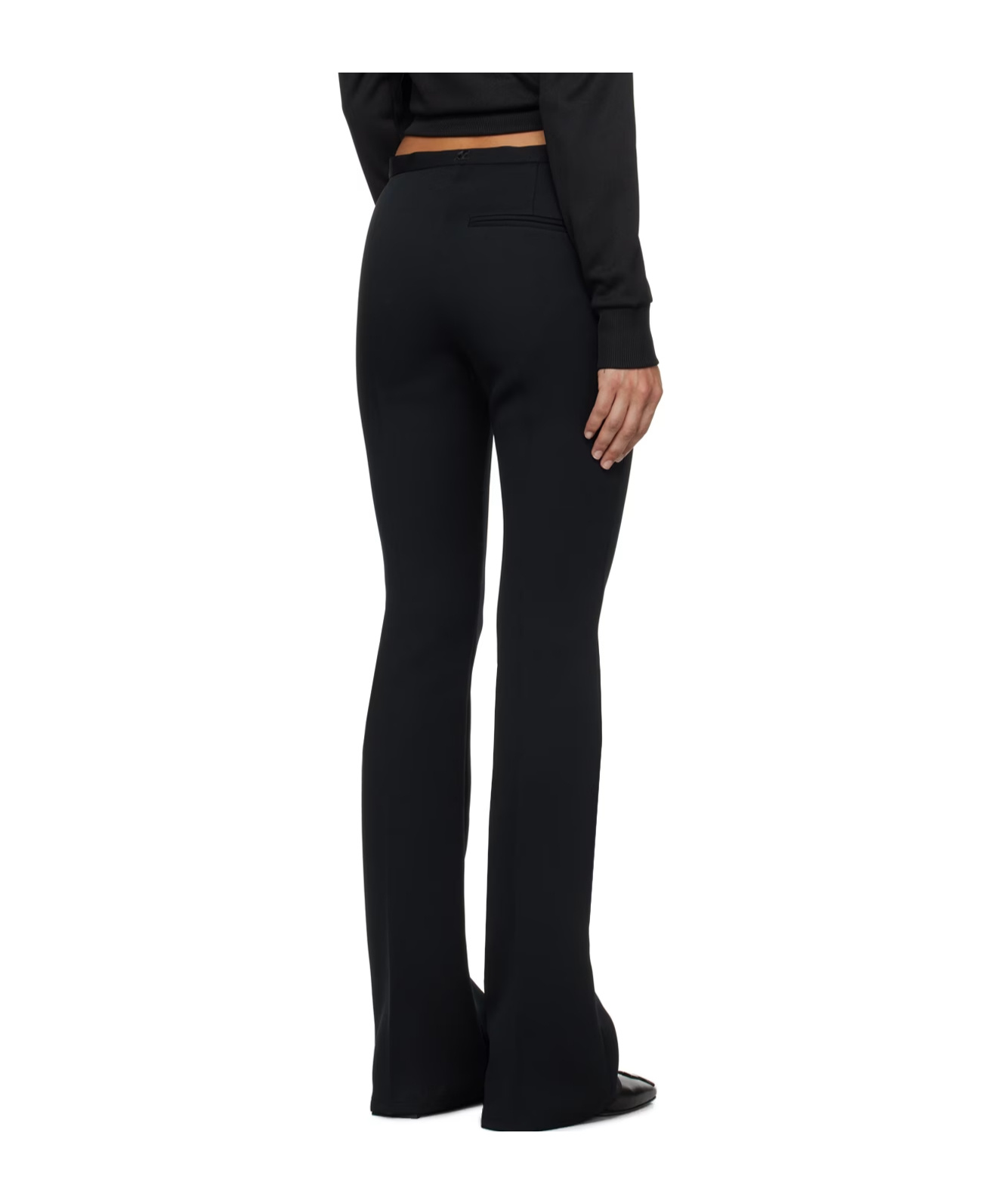 Shop Courrèges Low-rise Flared Trousers In Black