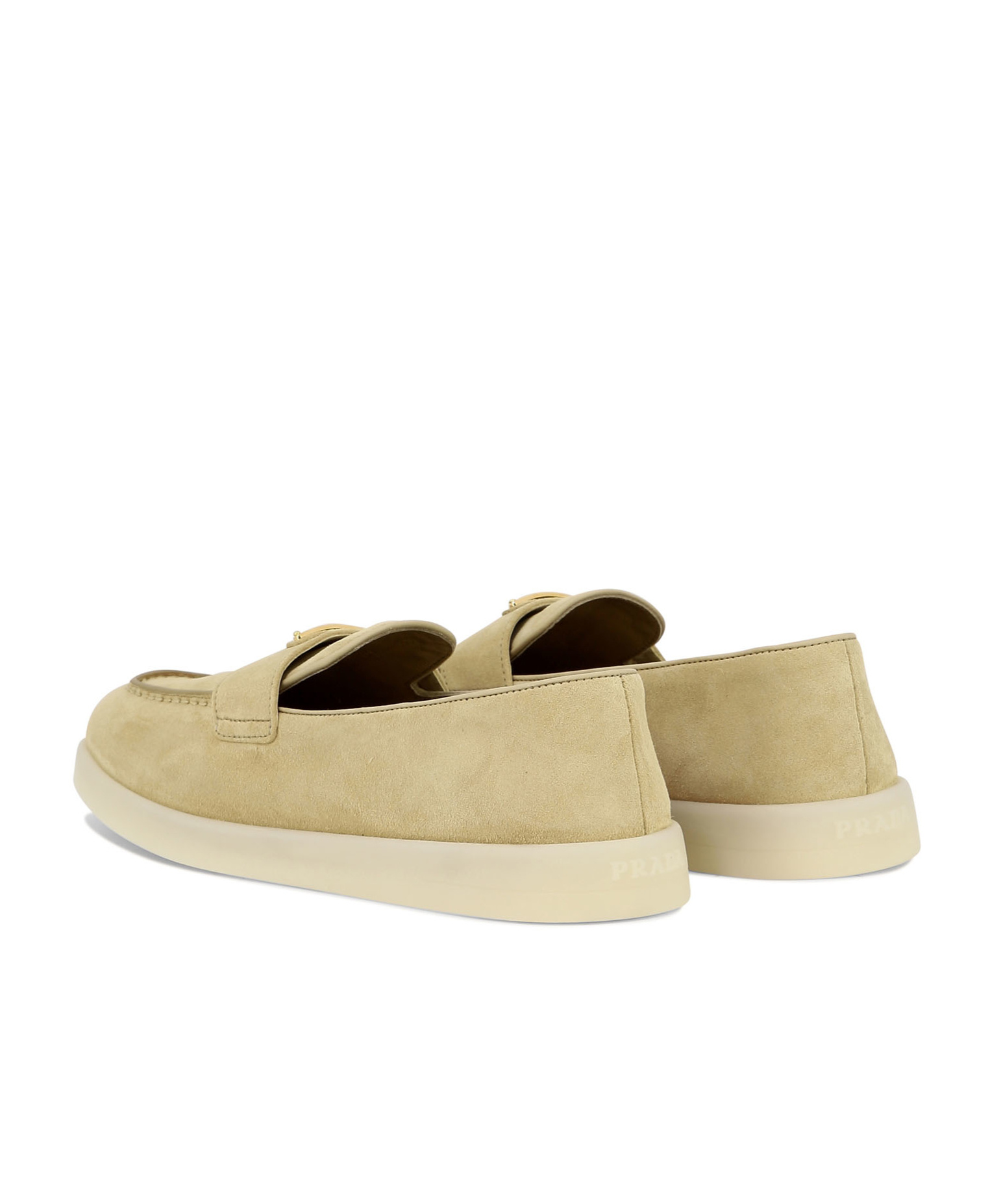 Prada Enamel-logo Loafers In Brown