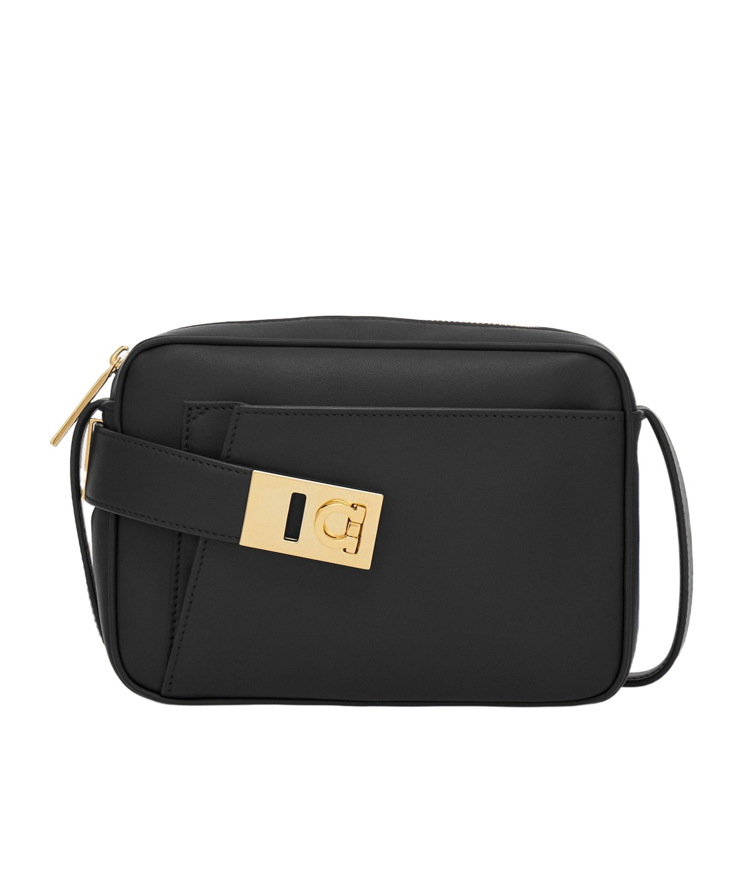 Ferragamo Black Leather Archive Crossbody Bag In Black