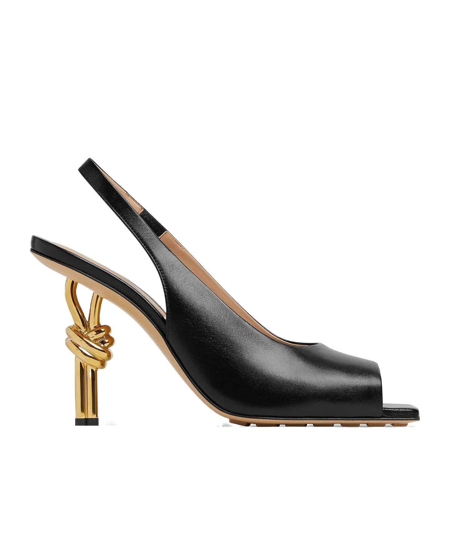Bottega Veneta Leather Knot Slingback Heels 90 In Black