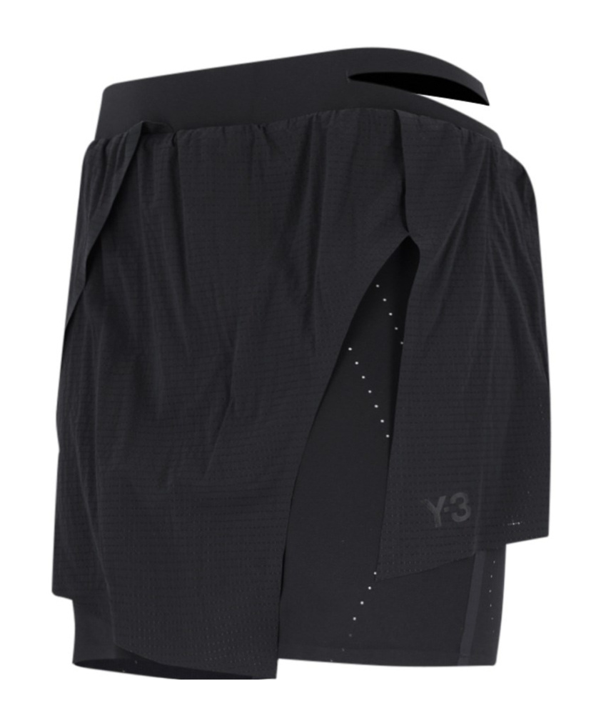 Y-3 Logo-printed Mesh Skort In Black