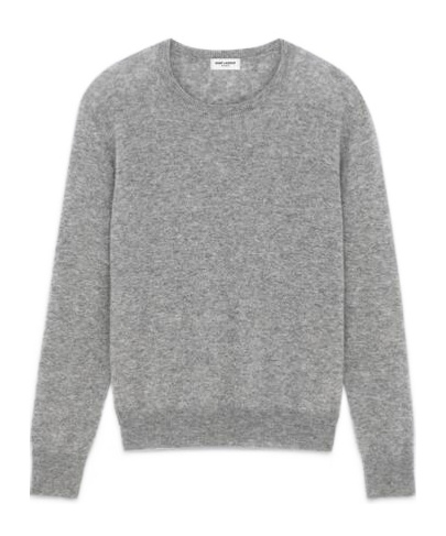 Saint Laurent Round-collar And Long-sleeved Sweater In Gray