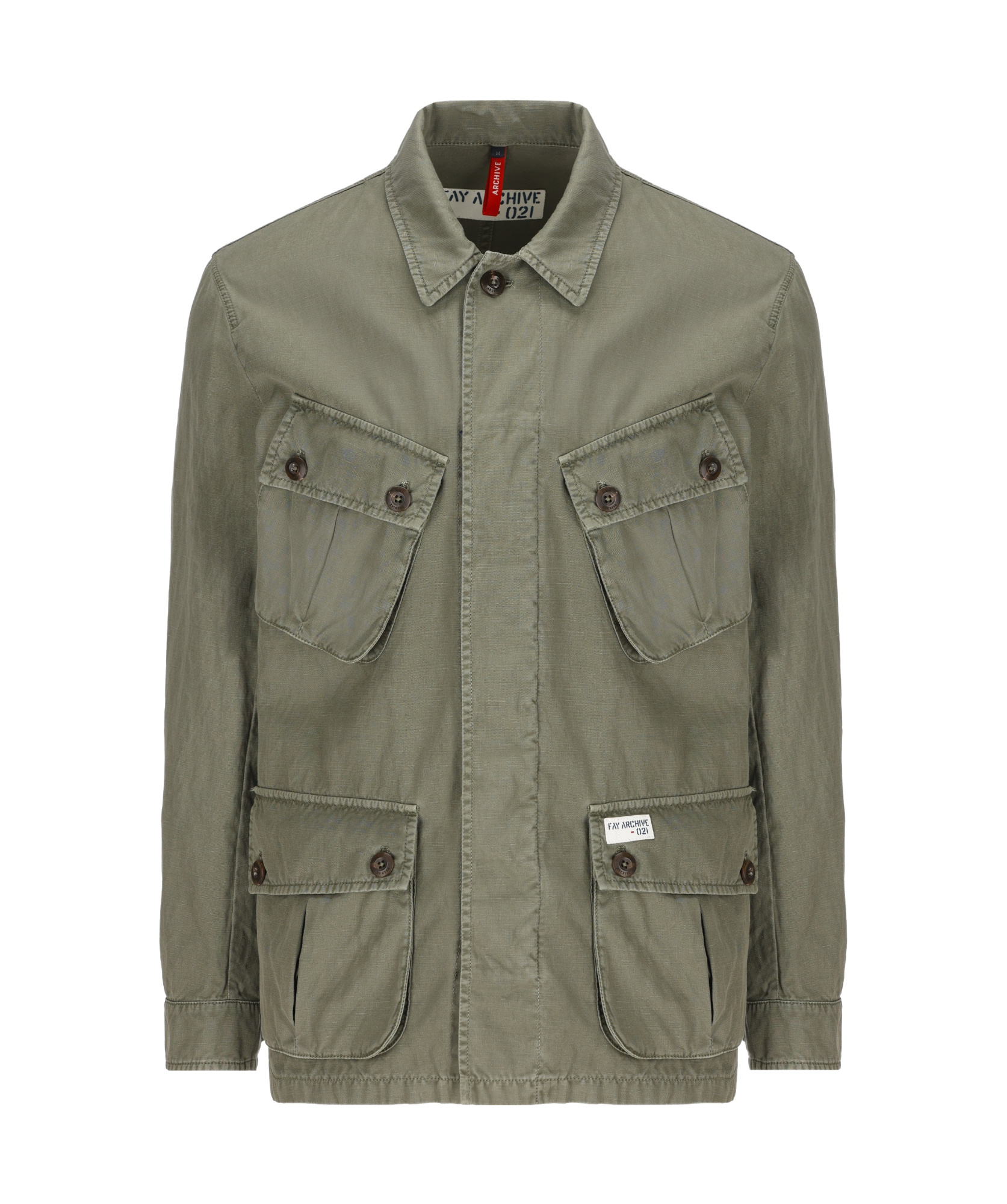 Fay Collared Jacket With Four Front Pockets In Green