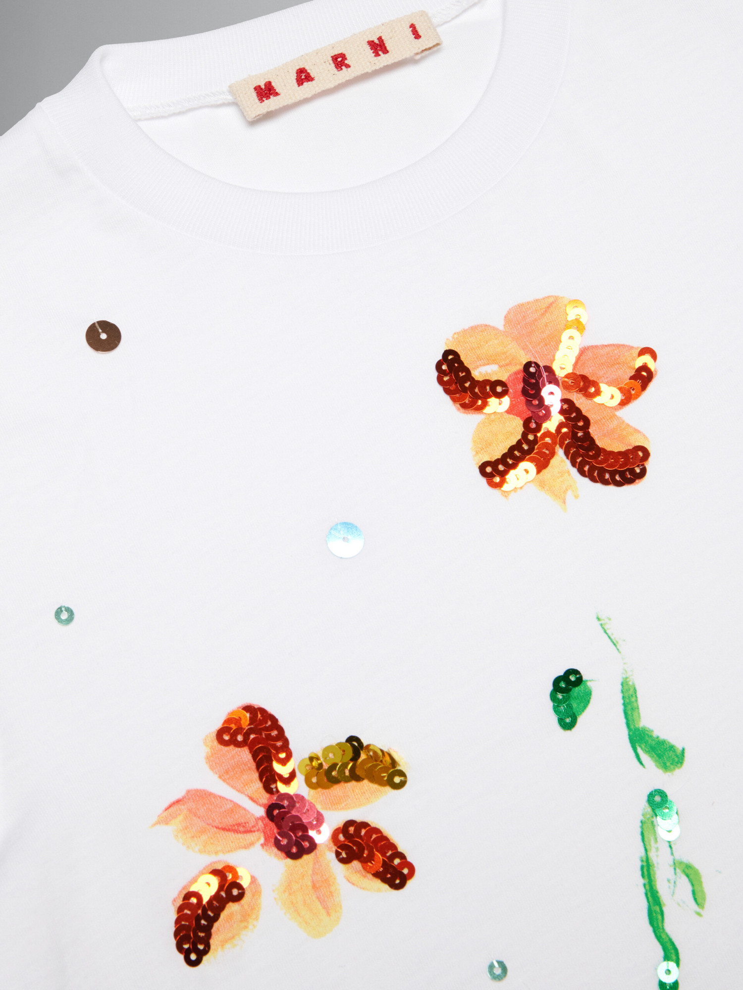 Marni Sequin-embellished Cotton T-shirt In White