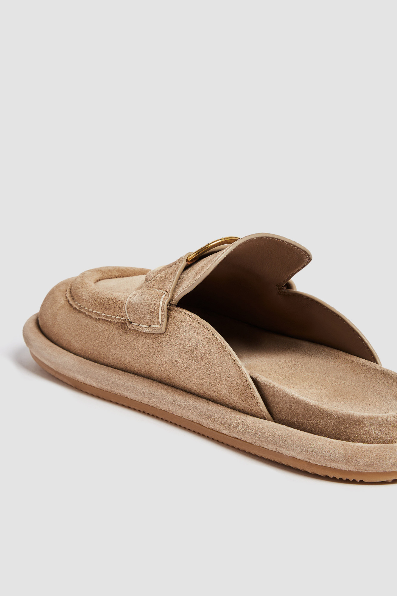 Shop Moncler Bell Suede Mules In Nude