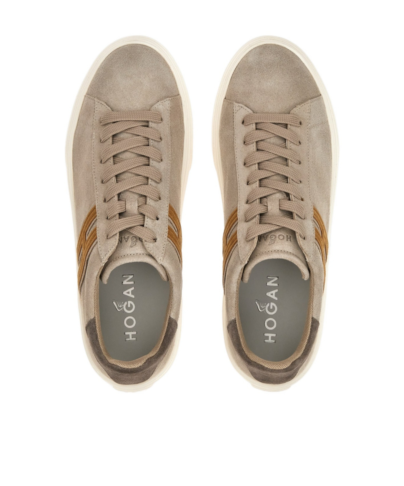 Hogan Man Sneakers Beige Size 12 Leather In Pattern