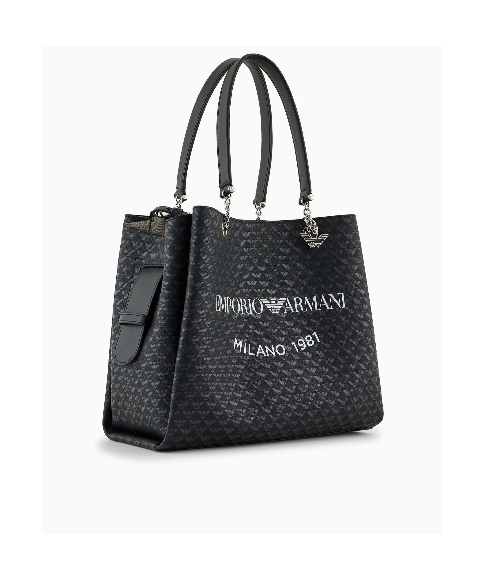 Emporio Armani Eagle Pattern Shoulder Bag In Black
