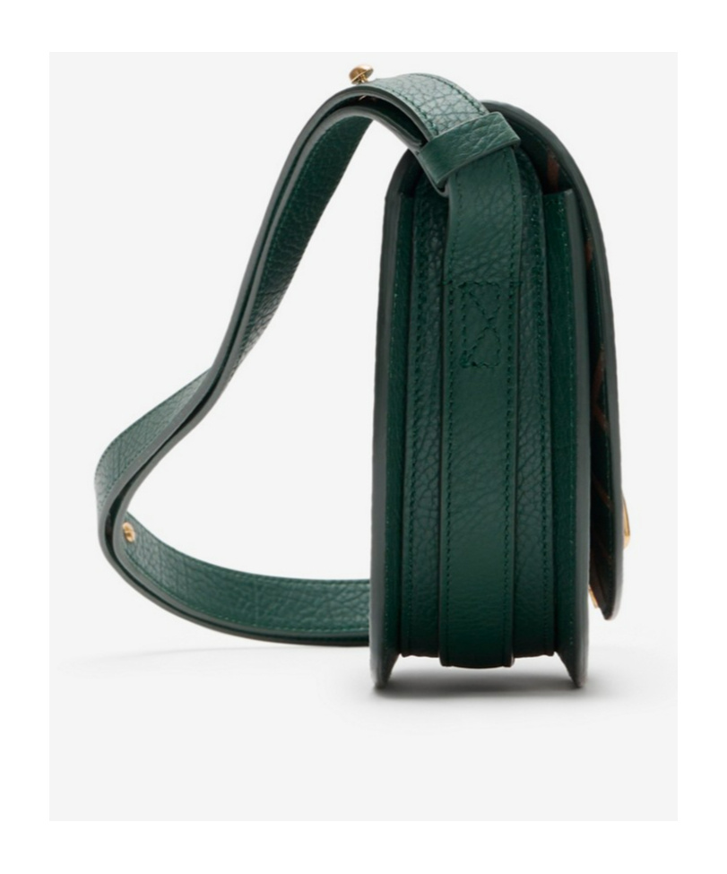 Burberry Rocking Horse Foldover-top Leather Crossbody Bag In Green