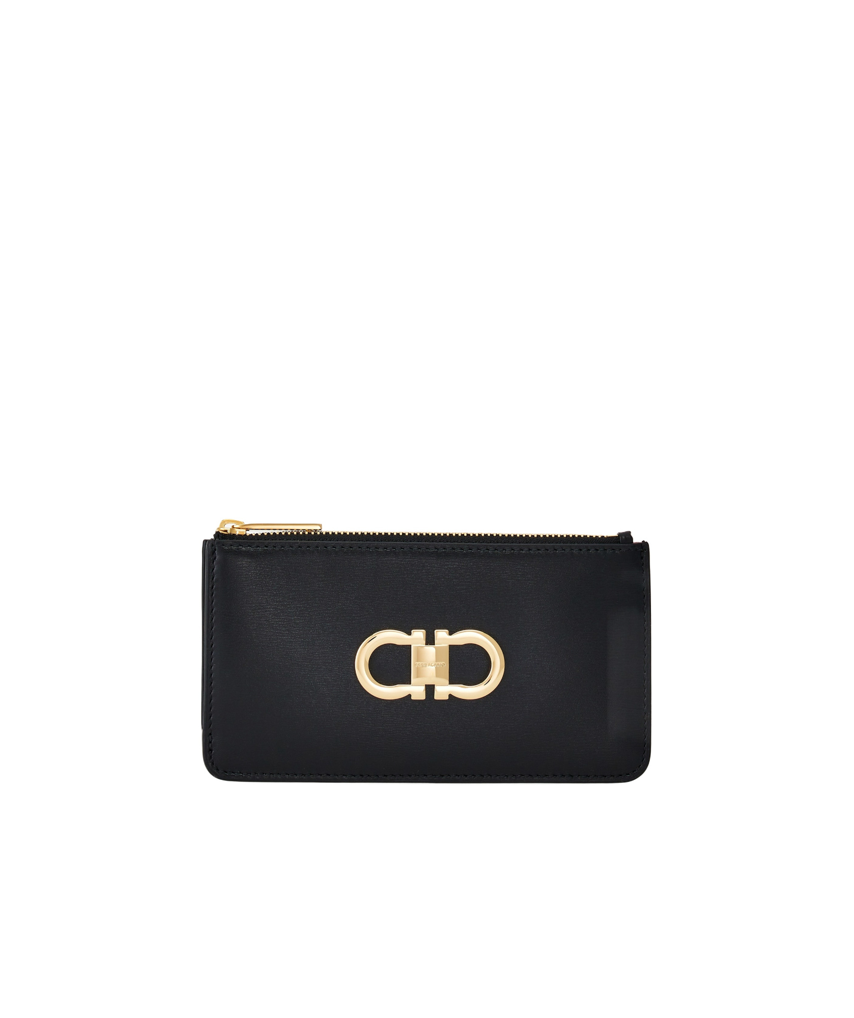 Ferragamo Gancini Leather Cardholder In Black