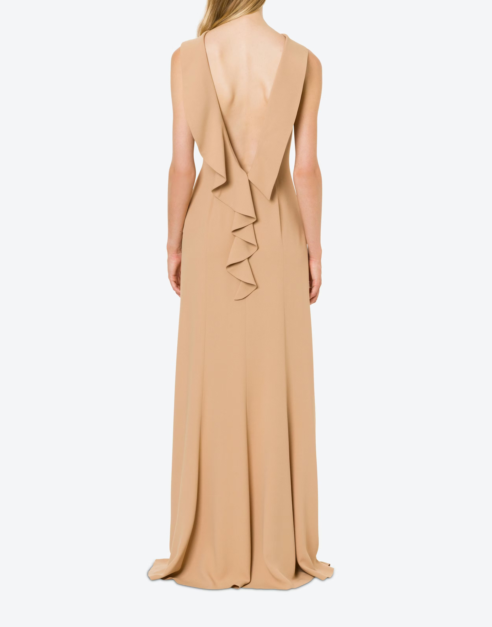 Alberta Ferretti Ruffled Flared Maxi Dress In Nude
