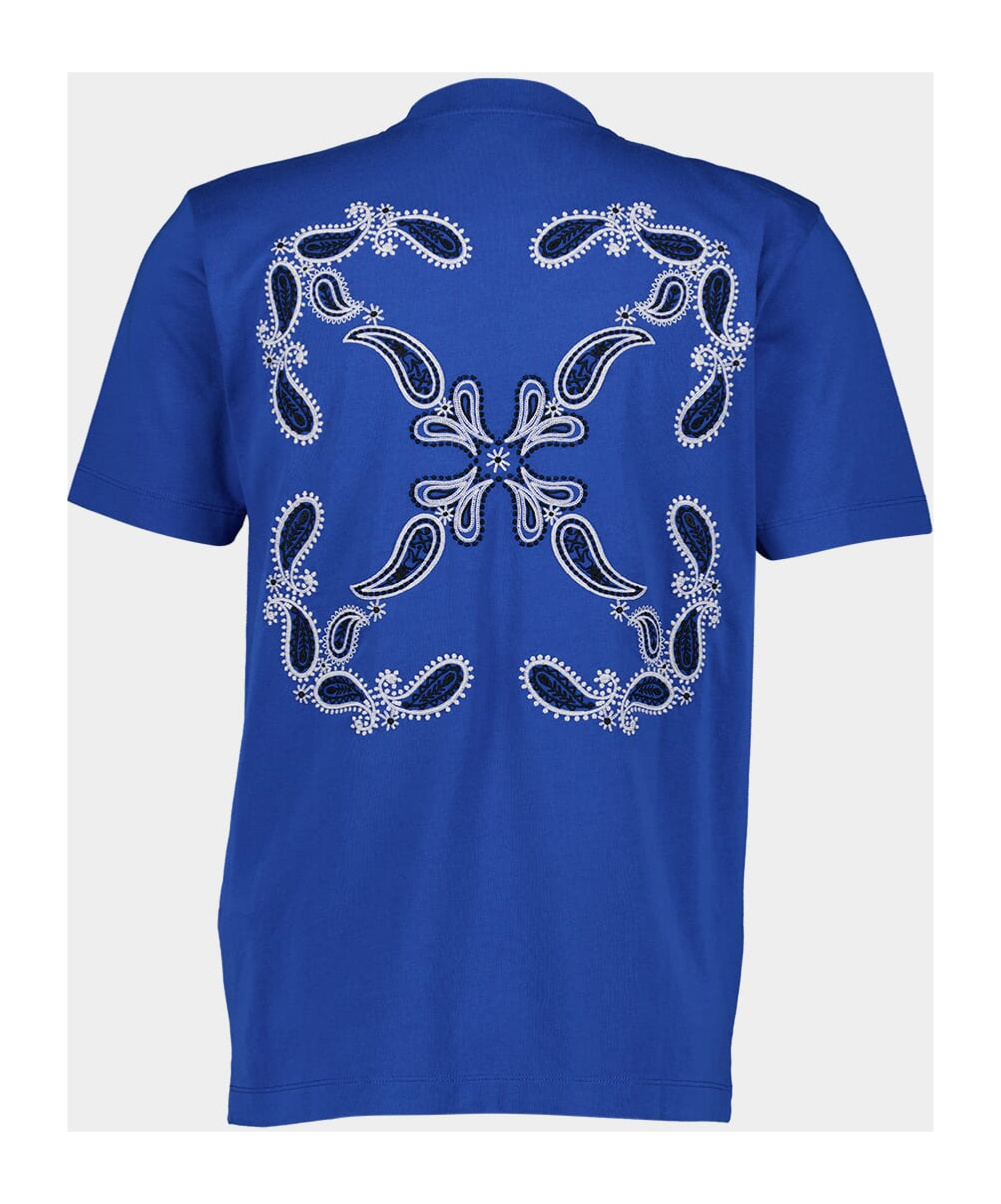 Off-white Off White Logo Printed Crewneck T-shirt In Blue