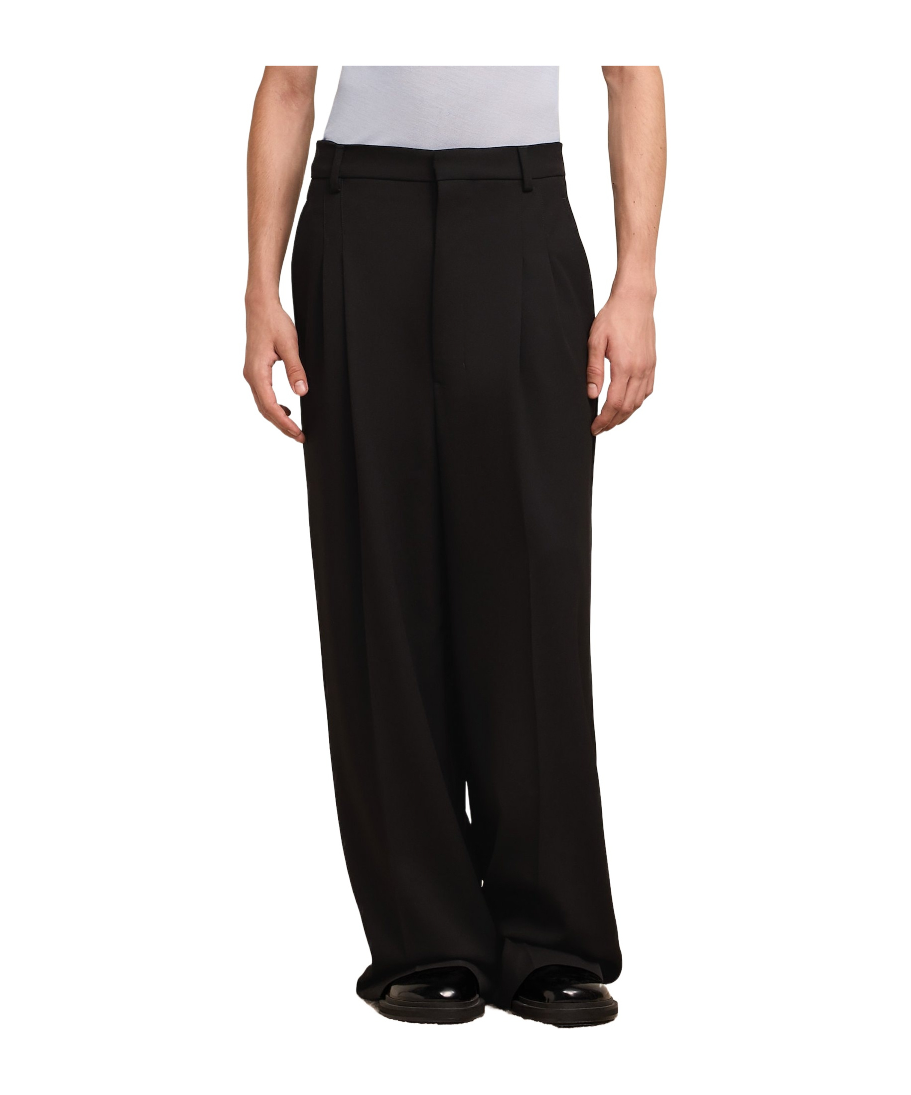 AMI ALEXANDRE MATTIUSSI AMI PLEATED FRONT WIDE-LEG TROUSERS