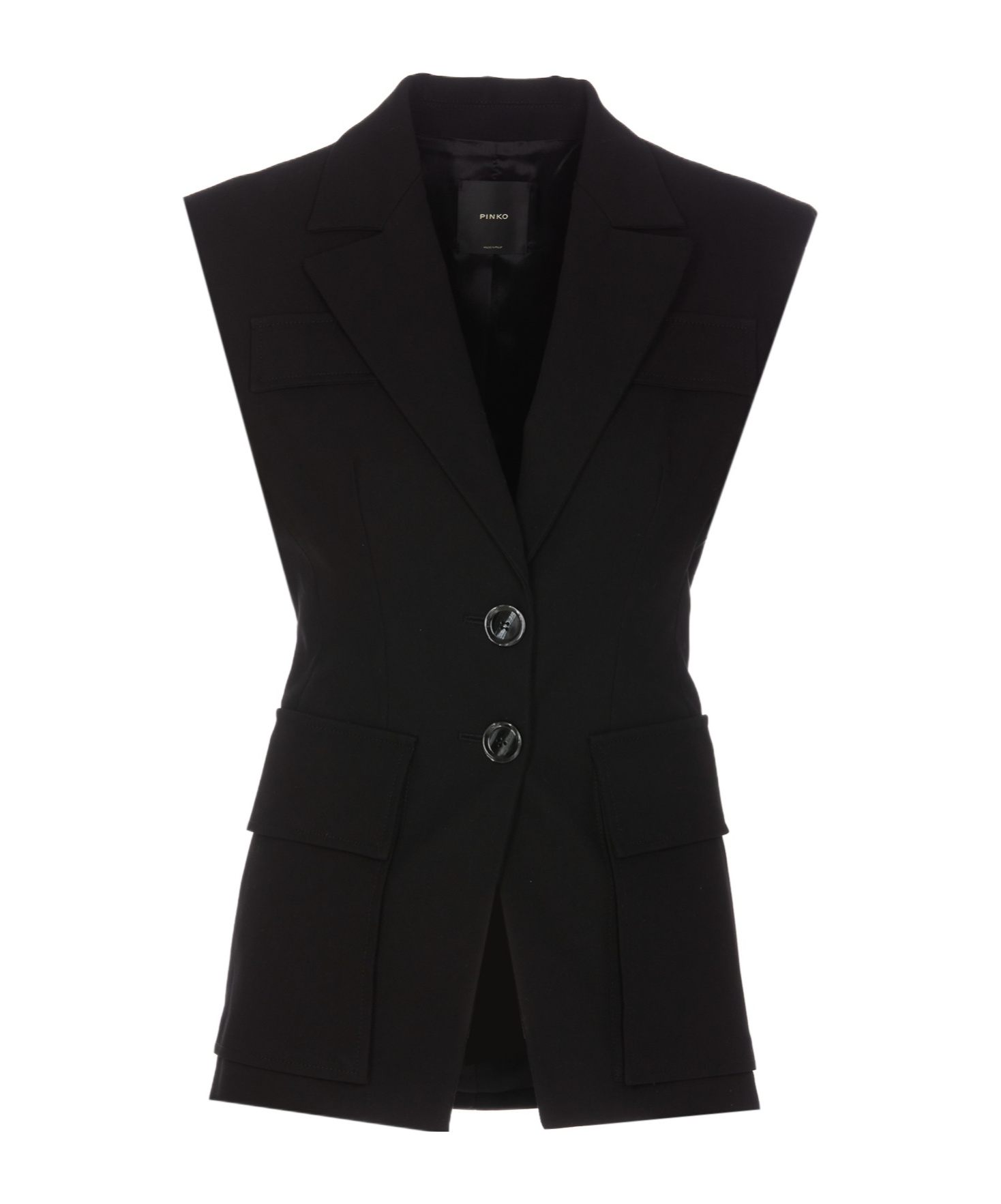 Pinko V-neck Sleeveless Gilet In Black