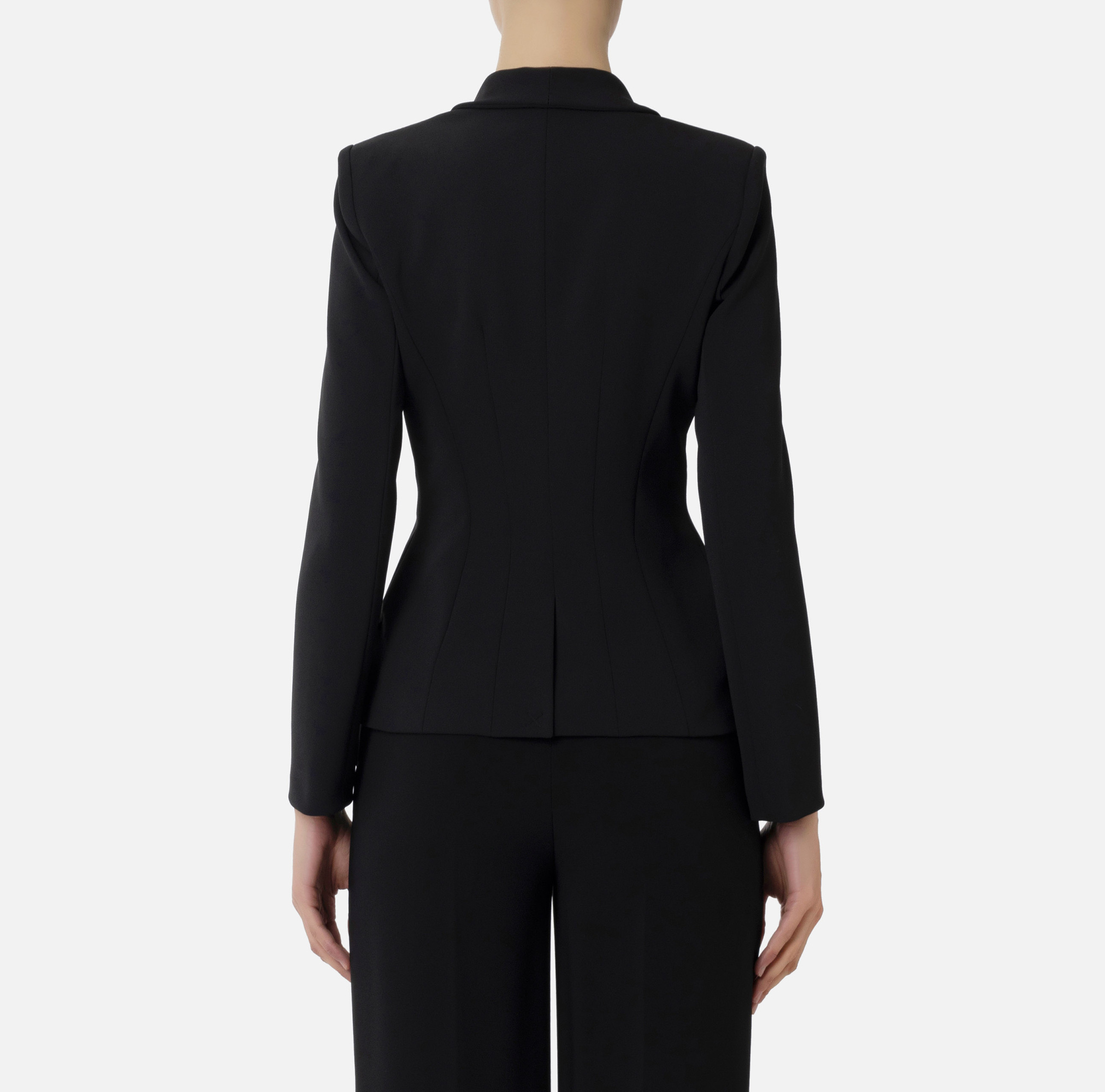 Elisabetta Franchi Women's Double-breasted Crepe Jacket With Shawl Lapels In Black