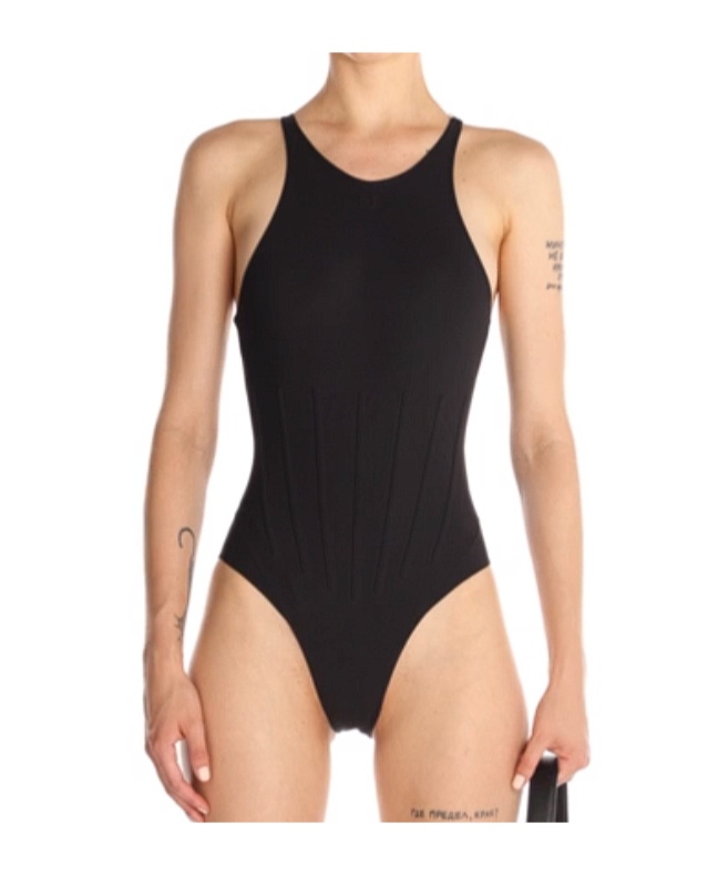 Mugler Corset-style Swimsuit In Black