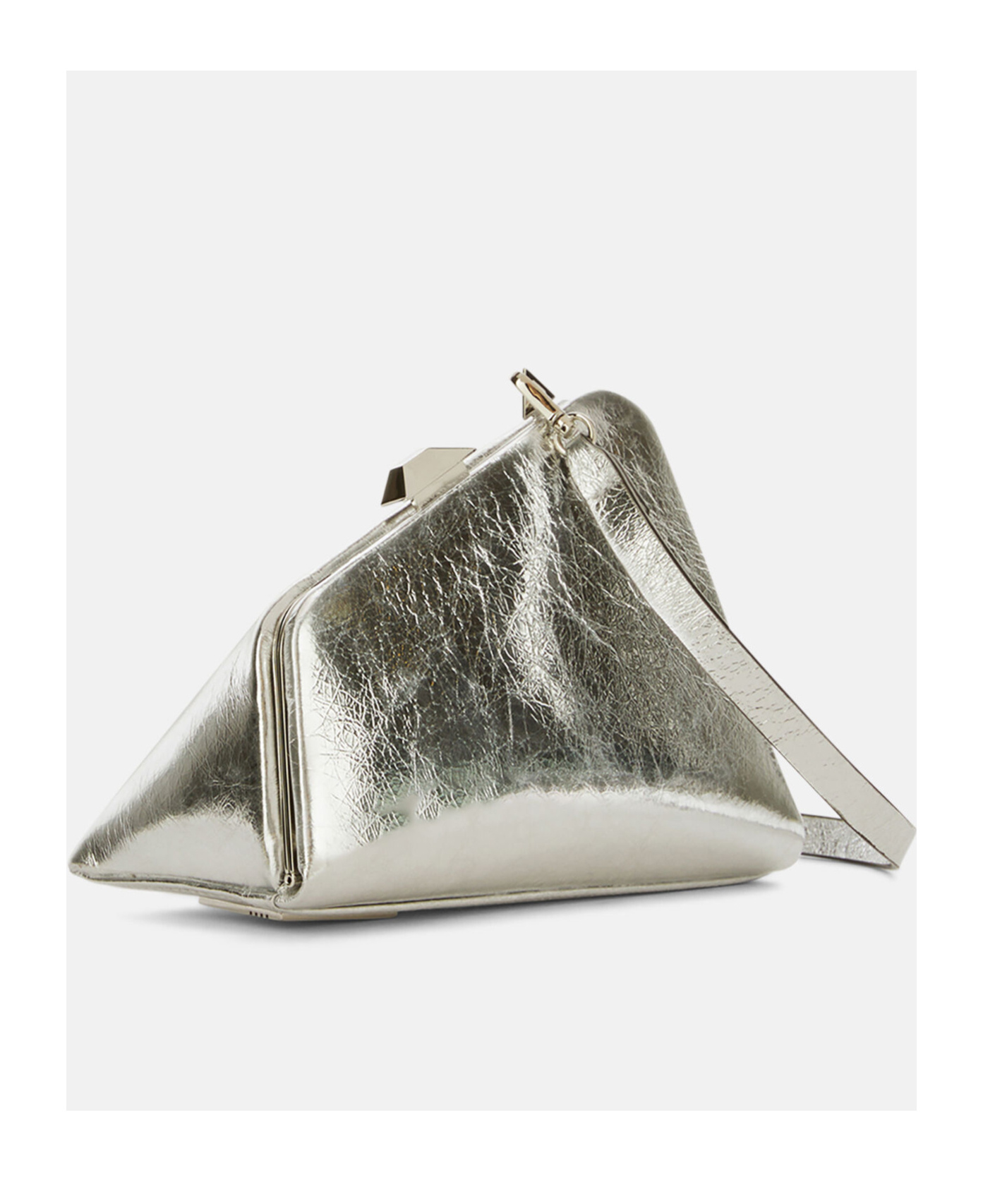 Attico Day Off Metallic Leather Shoulder Bag In Nude