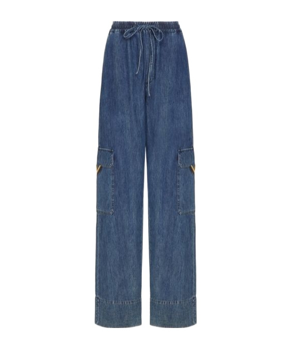 Valentino Vlogo-plaque Cargo Jeans In Blue