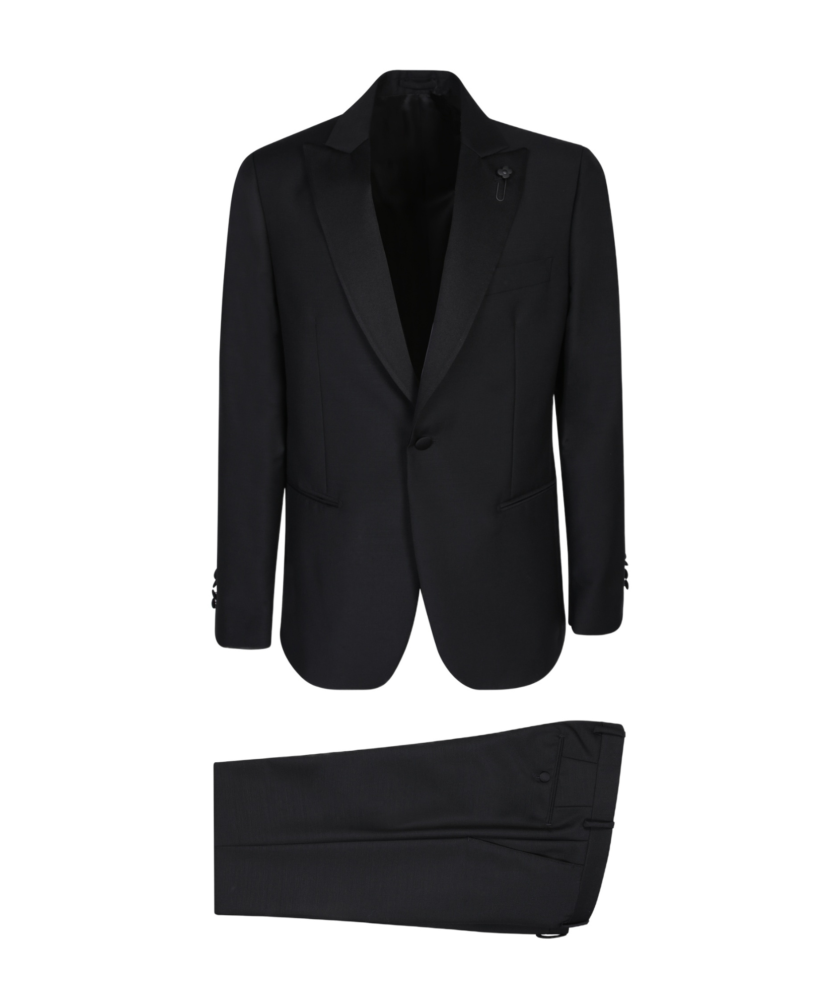 Lardini Blue Single-breasted Suit With Peak Revers In Black