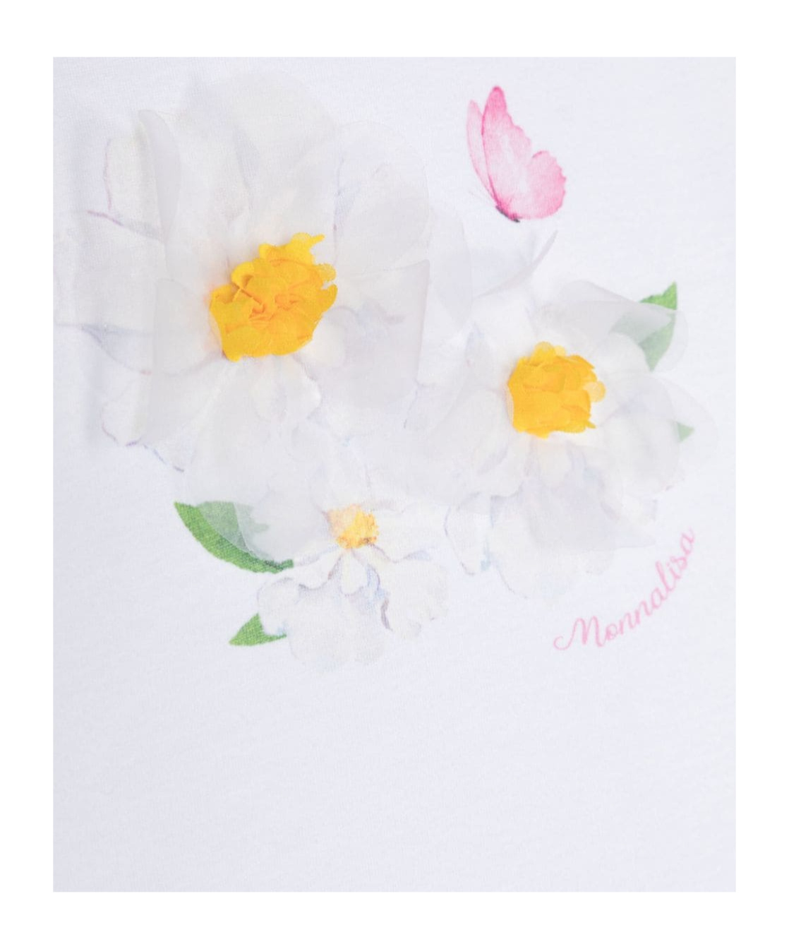 Monnalisa St. Flowers Cotton T-shirt In White