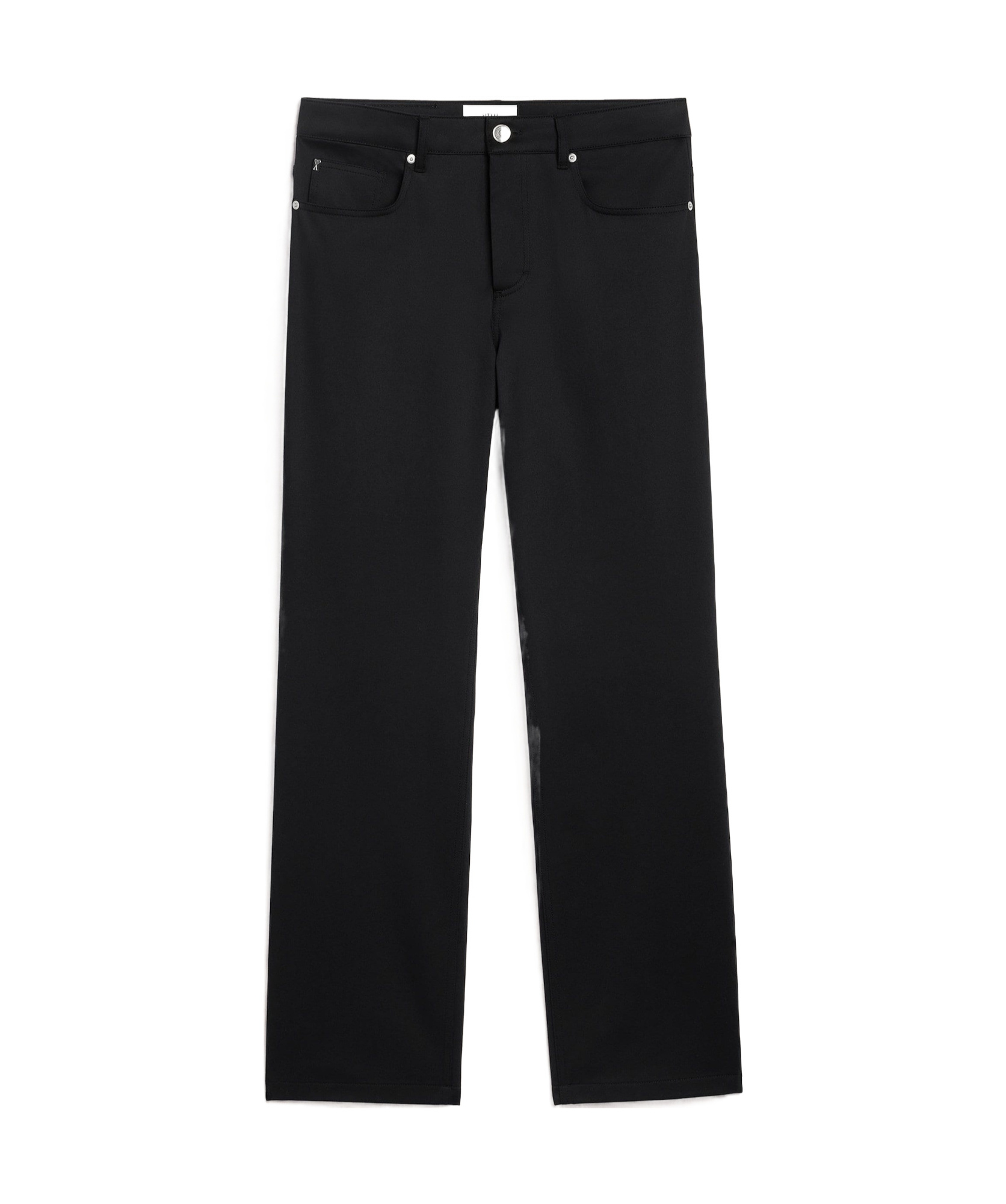 Shop Ami Alexandre Mattiussi Ami Logo Patch Straight Leg Trousers In Black