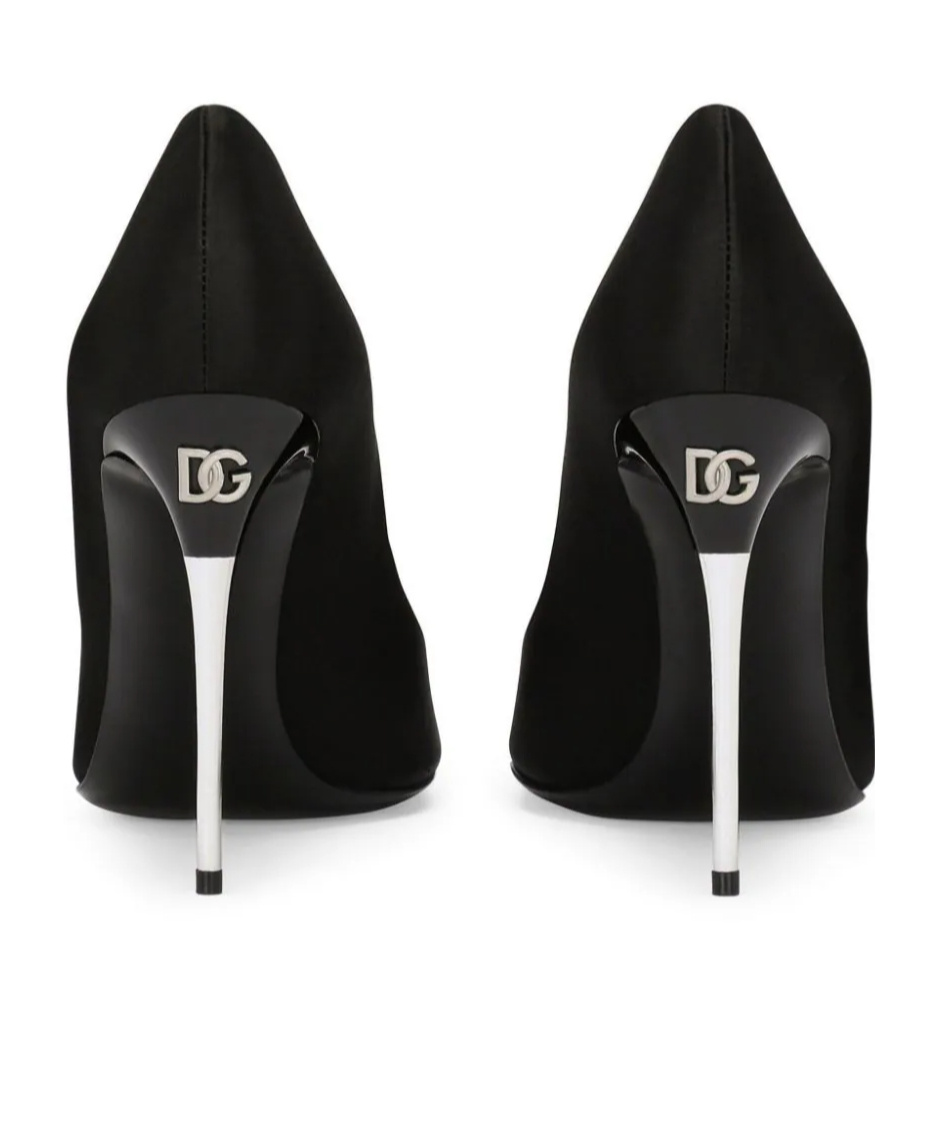 Dolce & Gabbana Silk Satin Pointed Toe Pumps With Transparent Stiletto Heel In Black