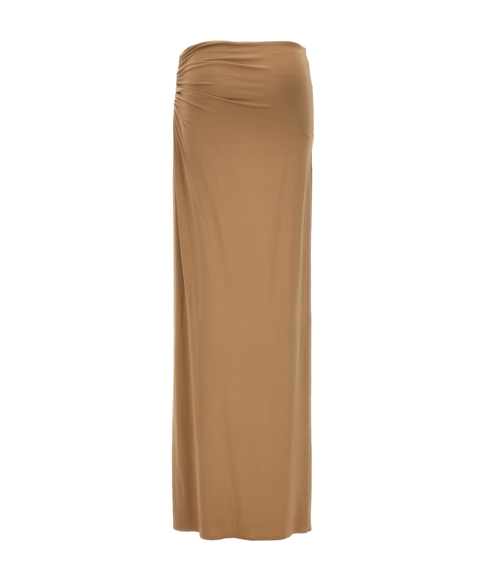 Shop Magda Butrym Cut-out-detailed Ruched Maxi Skirt In Brown
