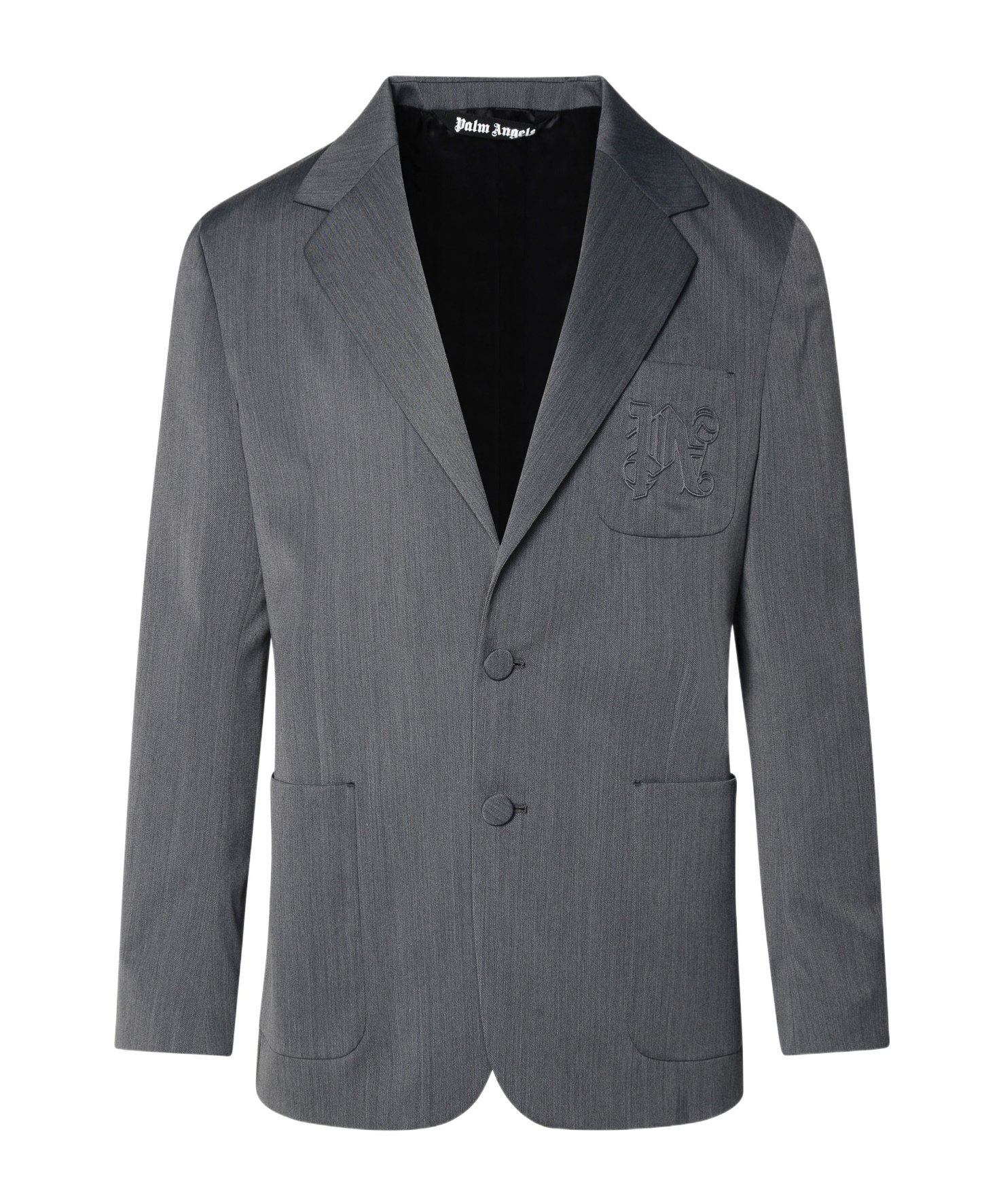 Palm Angels Wool Blend Blazer Chest Pocket In Gray