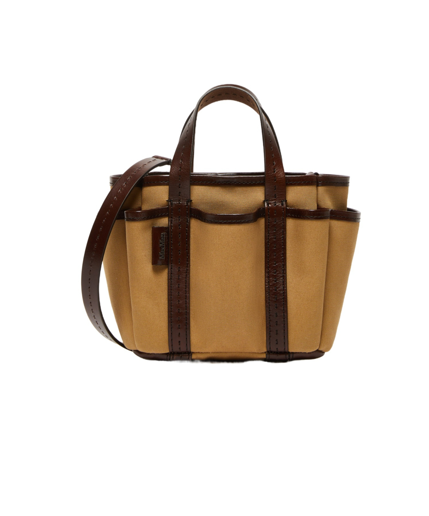 Max Mara Canvas And Leather Giardiniera Mini Tote Bag In Brown
