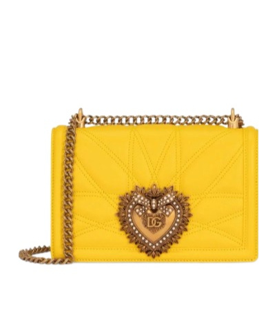Dolce & Gabbana Devotion Leather Crossbody Bag In Yellow
