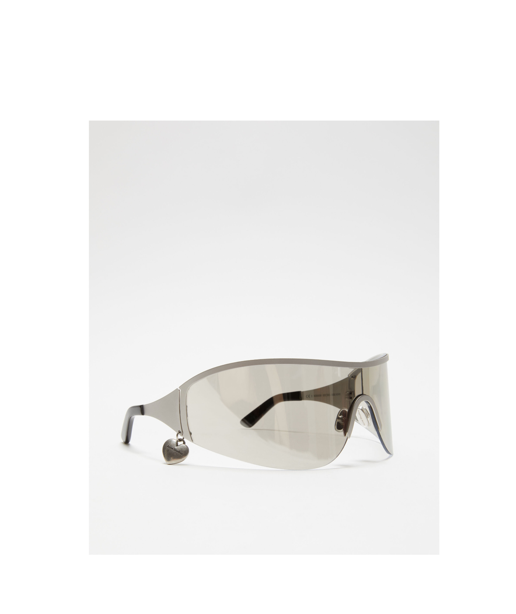 Shop Acne Studios Logo-charm Shield-frame Sunglasses In White