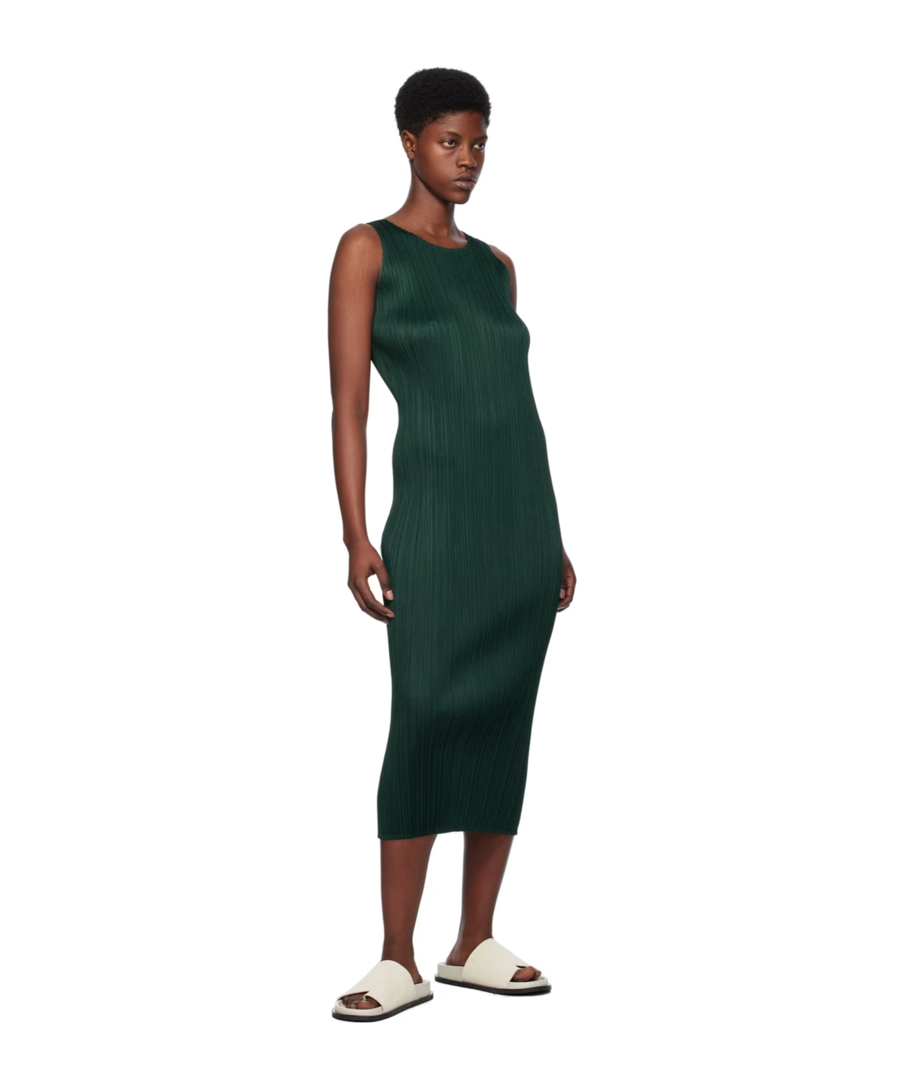 Shop Issey Miyake Basics Dress In Green