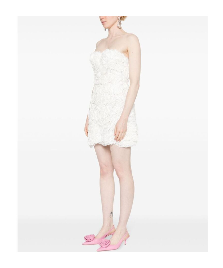 Shop Ermanno Scervino Floral-appliqu� Lace Mini Dress In White