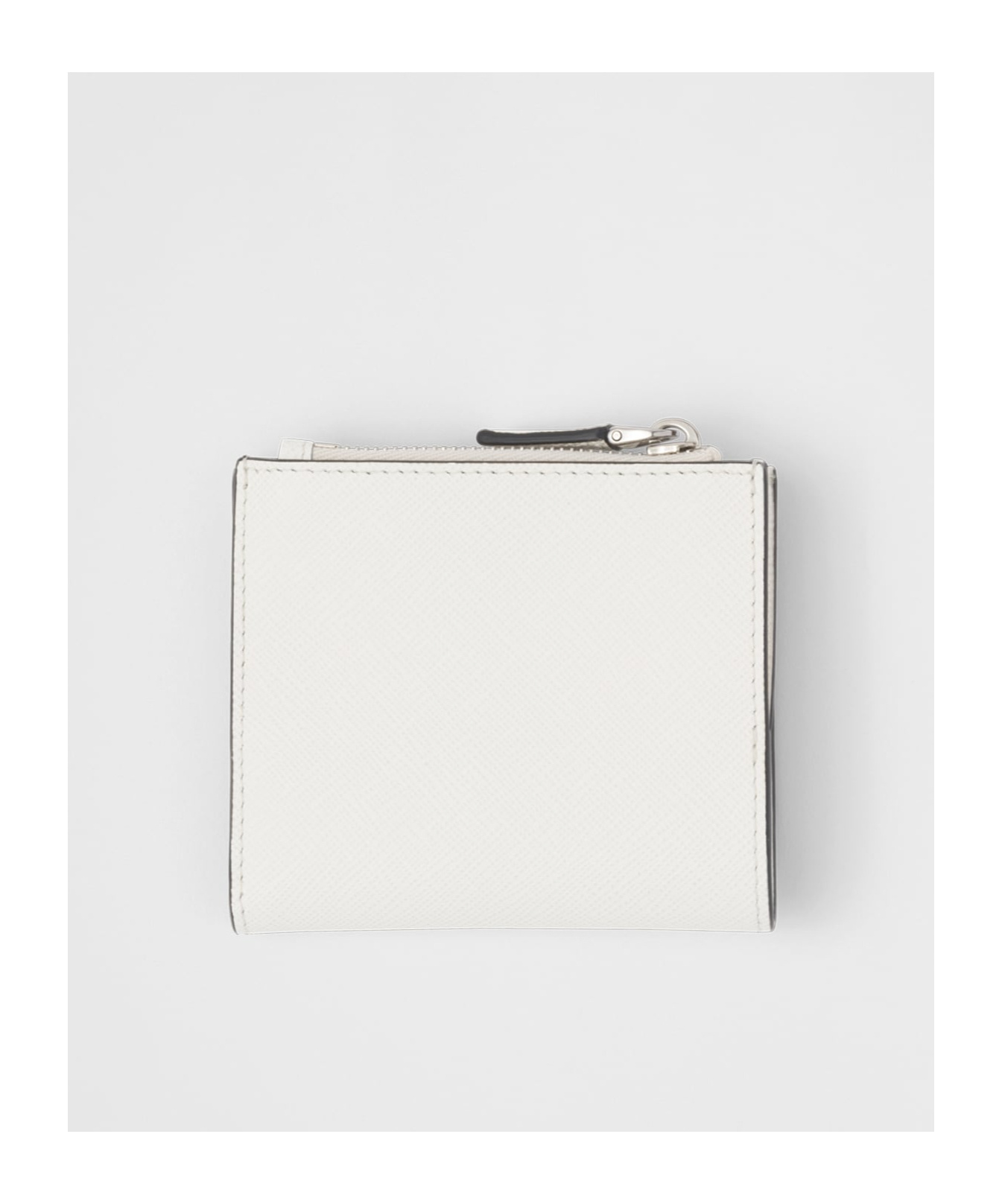 Prada Triangle-logo Leather Wallet In White