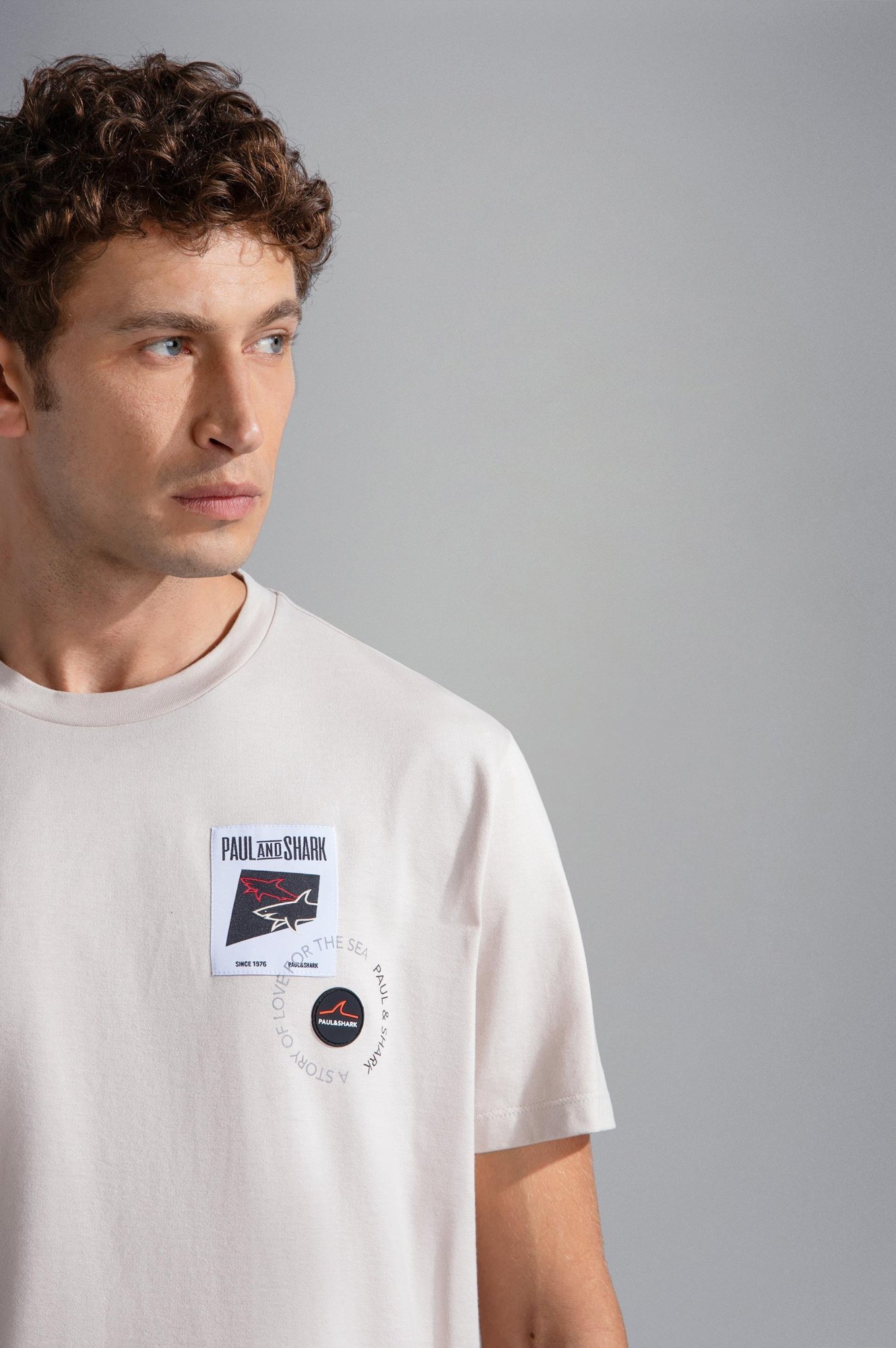 Shop Paul & Shark Logo-patch Cotton T-shirt In Nude
