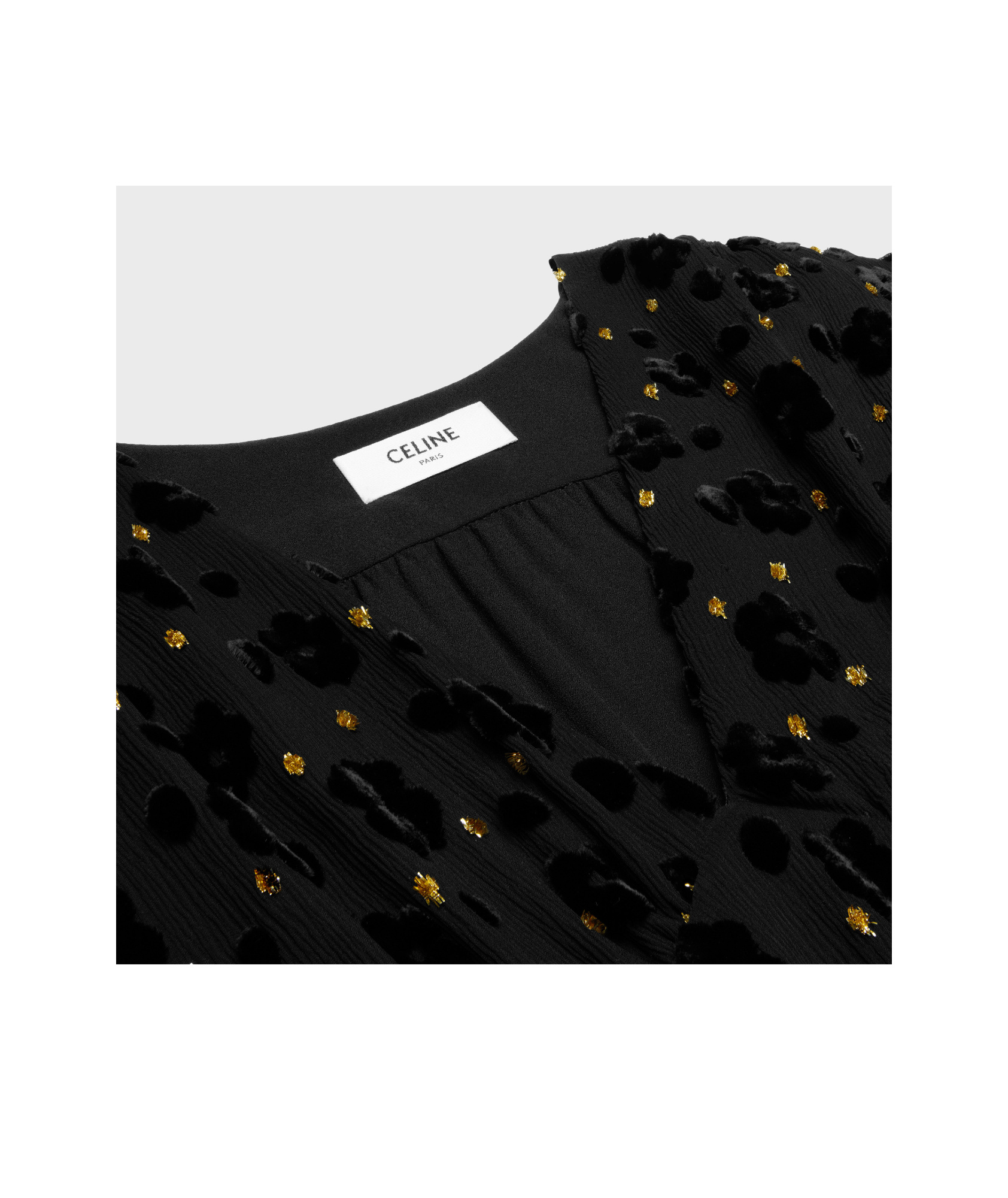 Celine V-neck Mini Dress In Black