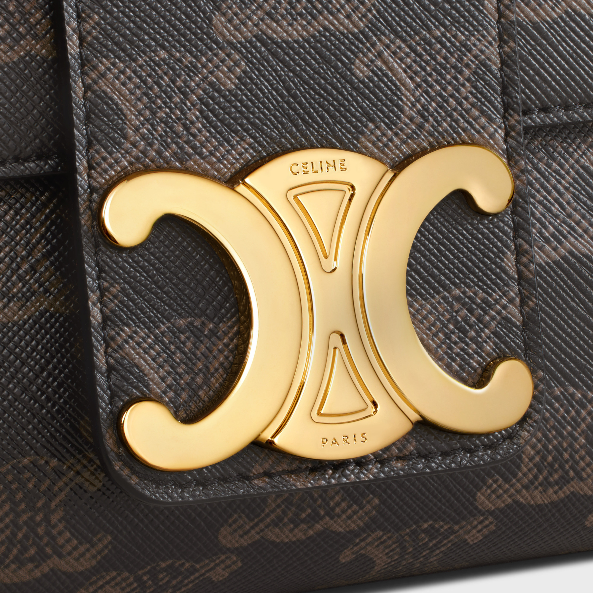 Celine Medium Tilly Bag In Triomphe Canvas And Calfskin In Black