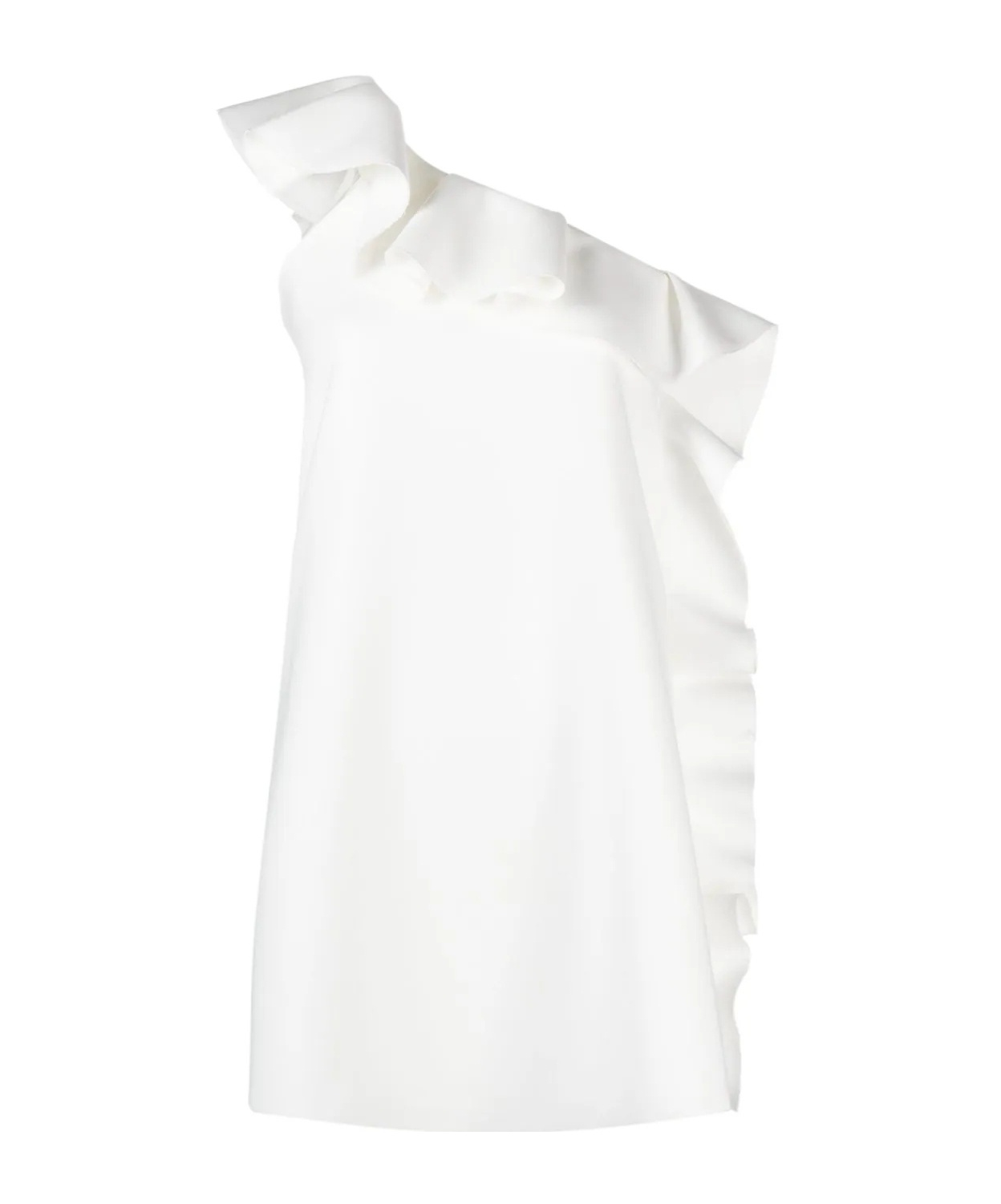 Msgm Ruffle-trim Asymmetric Minidress In White