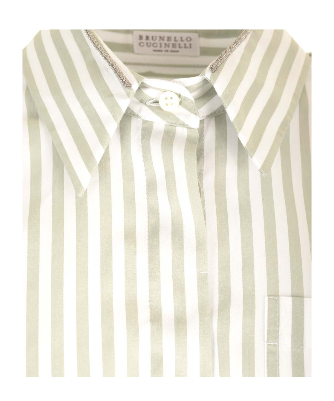 Brunello Cucinelli Striped Chain-embellished Shirt In Gray