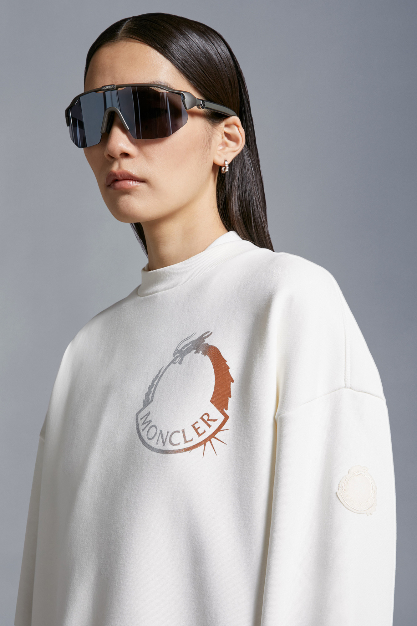 Moncler Dragon Logo-print Sweatshirt In White