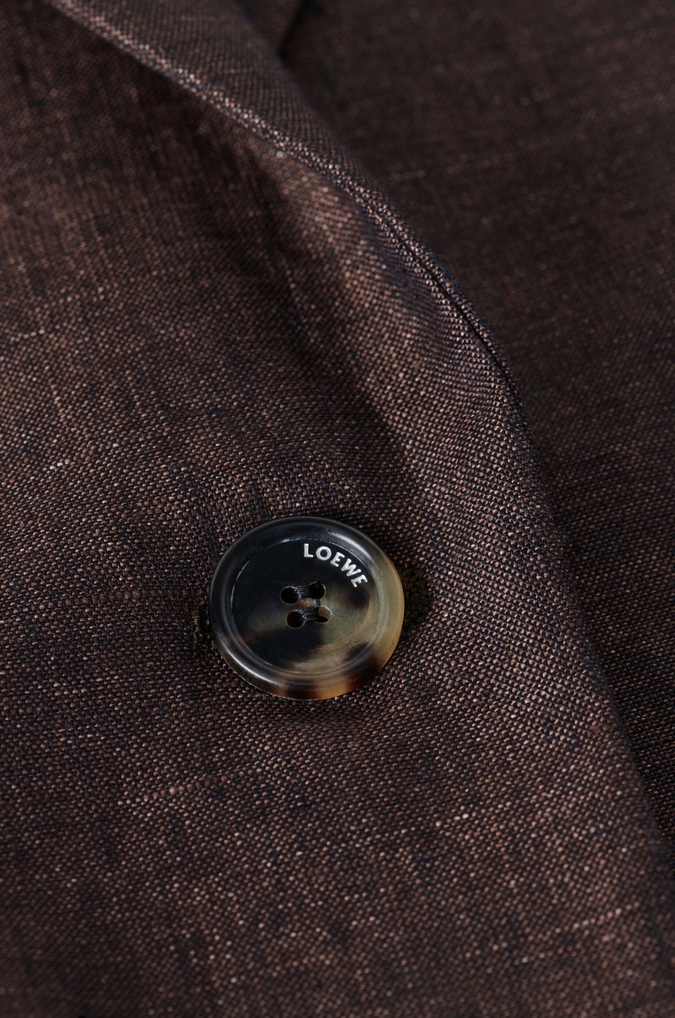 Loewe Single-breasted Linen Blazer In Brown