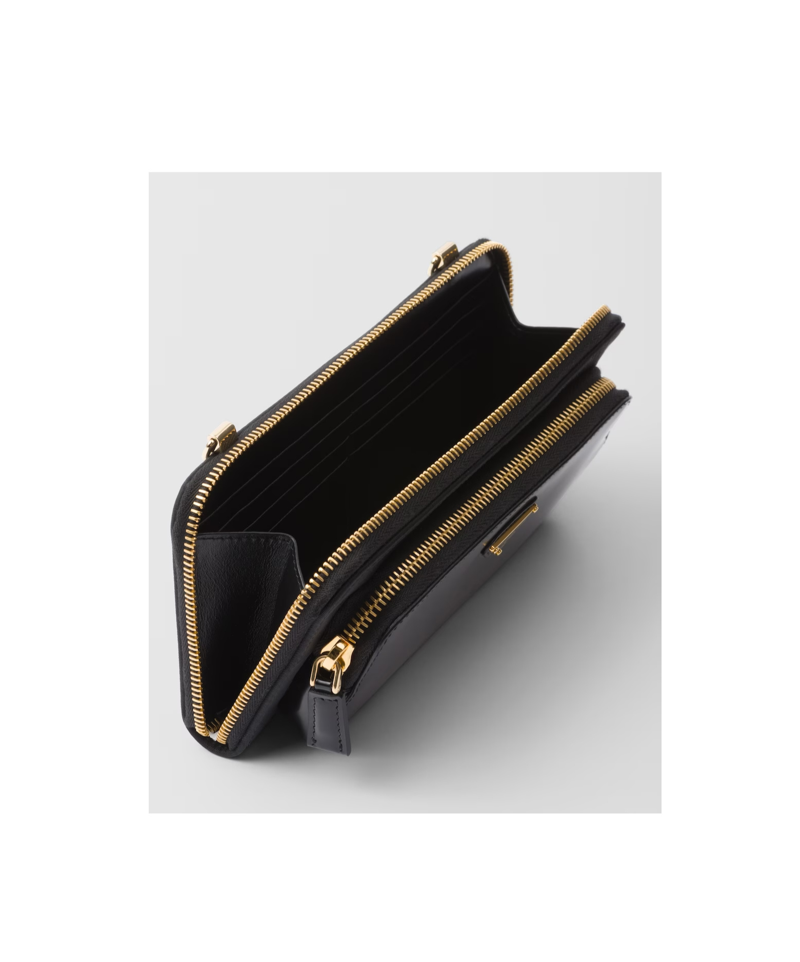 Prada Triangle-logo Leather Wallet In Black