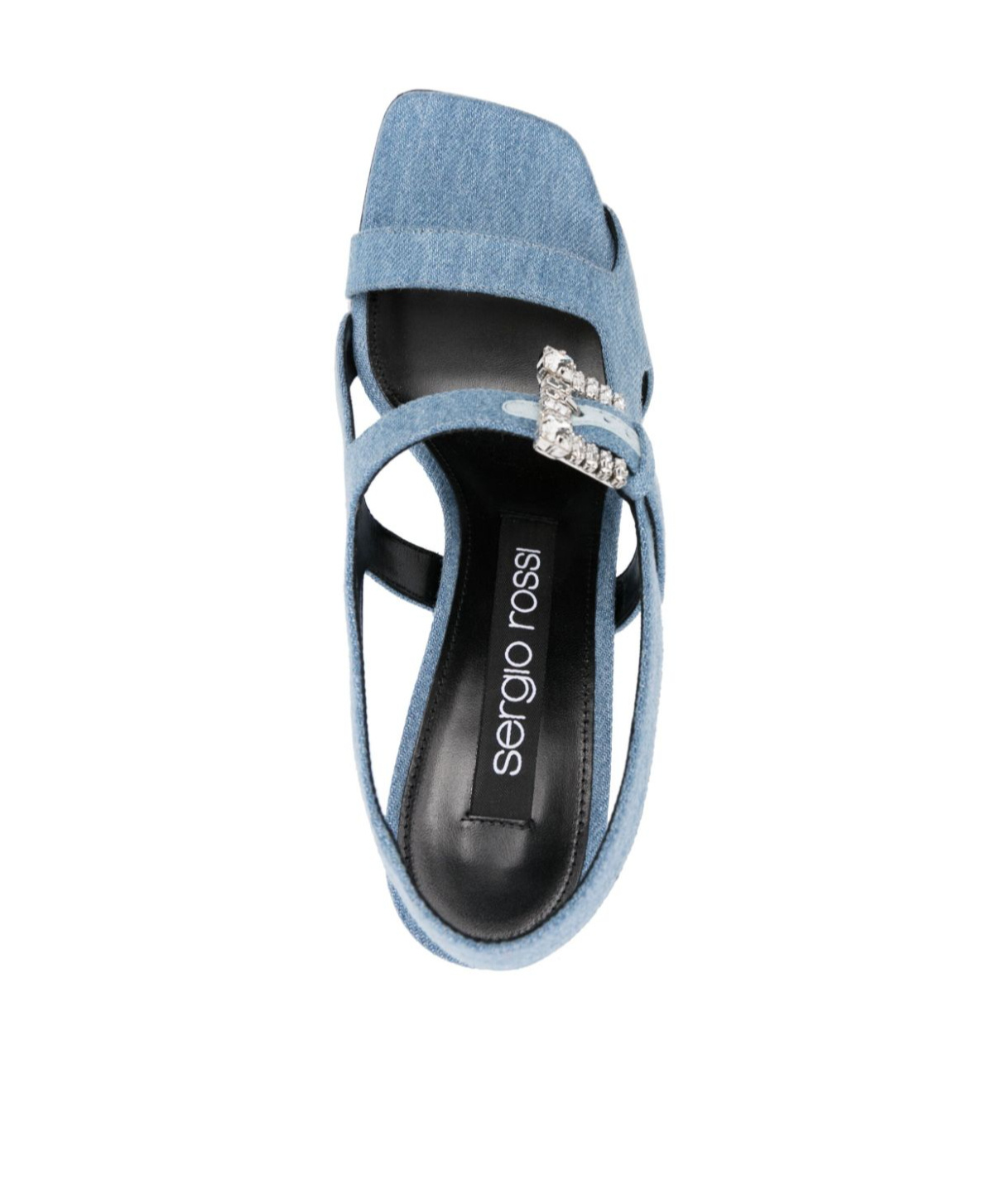 Sergio Rossi Square-headed High-heeled Sandals In Blue