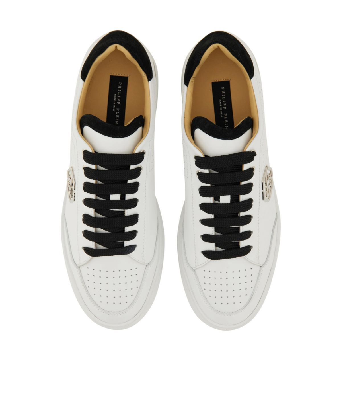 Shop Philipp Plein Monogram Leather Sneakers In White