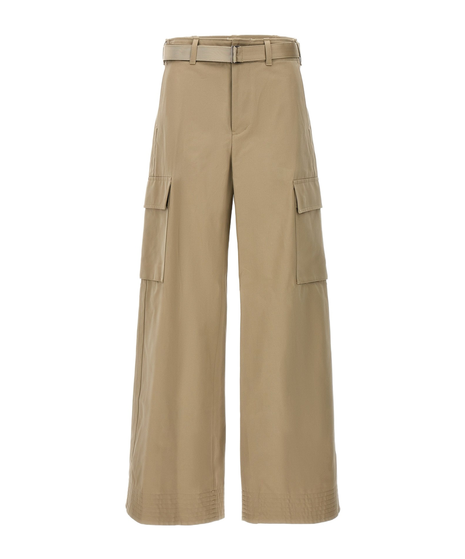 Sacai Gabardine Cargo Pants In Nude