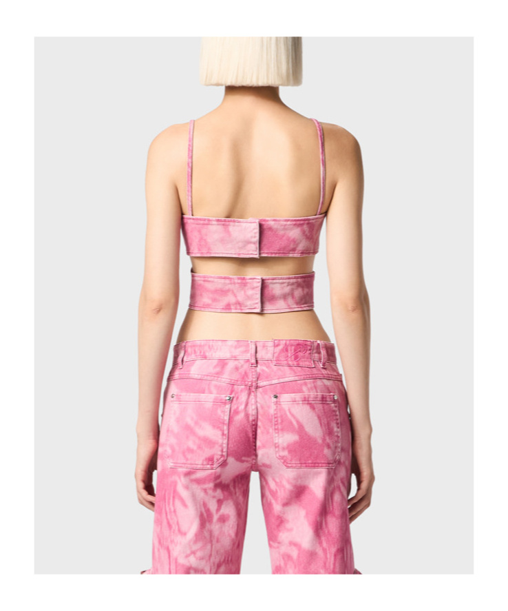 Blumarine Camouflage Printed Cross Blouse In Pink