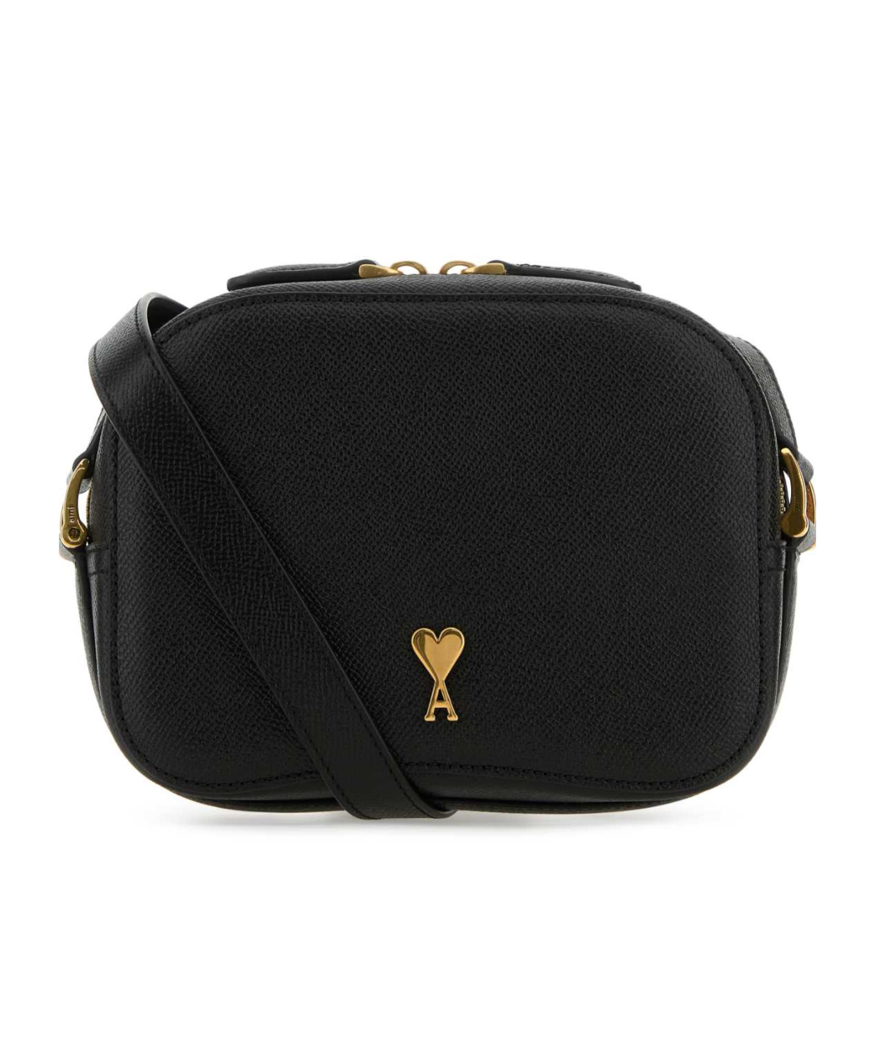 Ami Alexandre Mattiussi Black Leather Paris Paris Crossbody Bag In Black