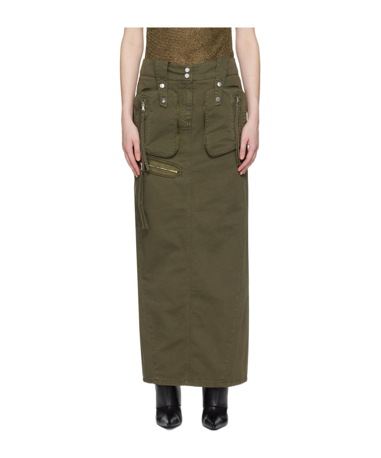 Blumarine Back Slit Skirt In Green