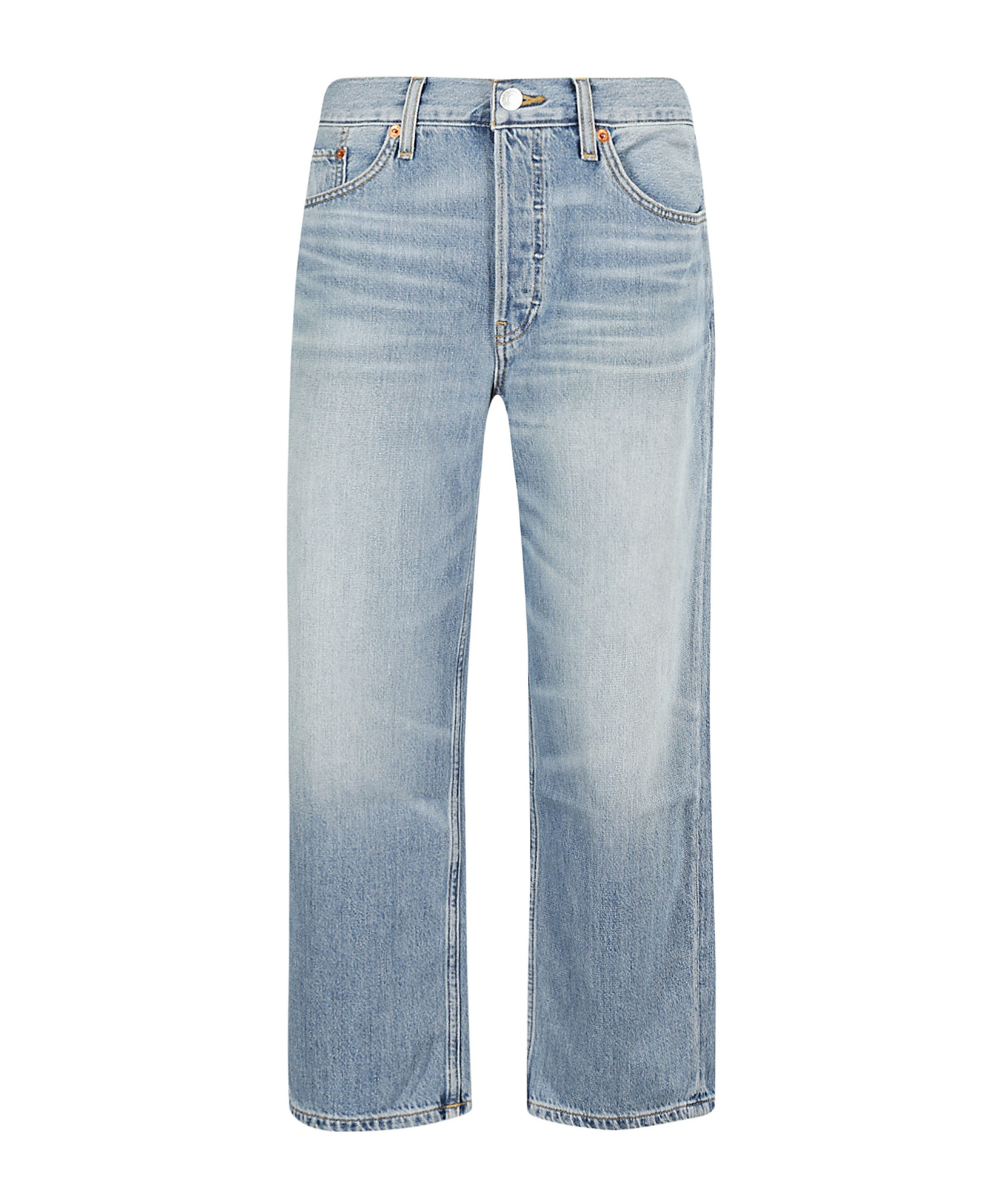 Re/done Button Zipper Denim Trousers In Blue