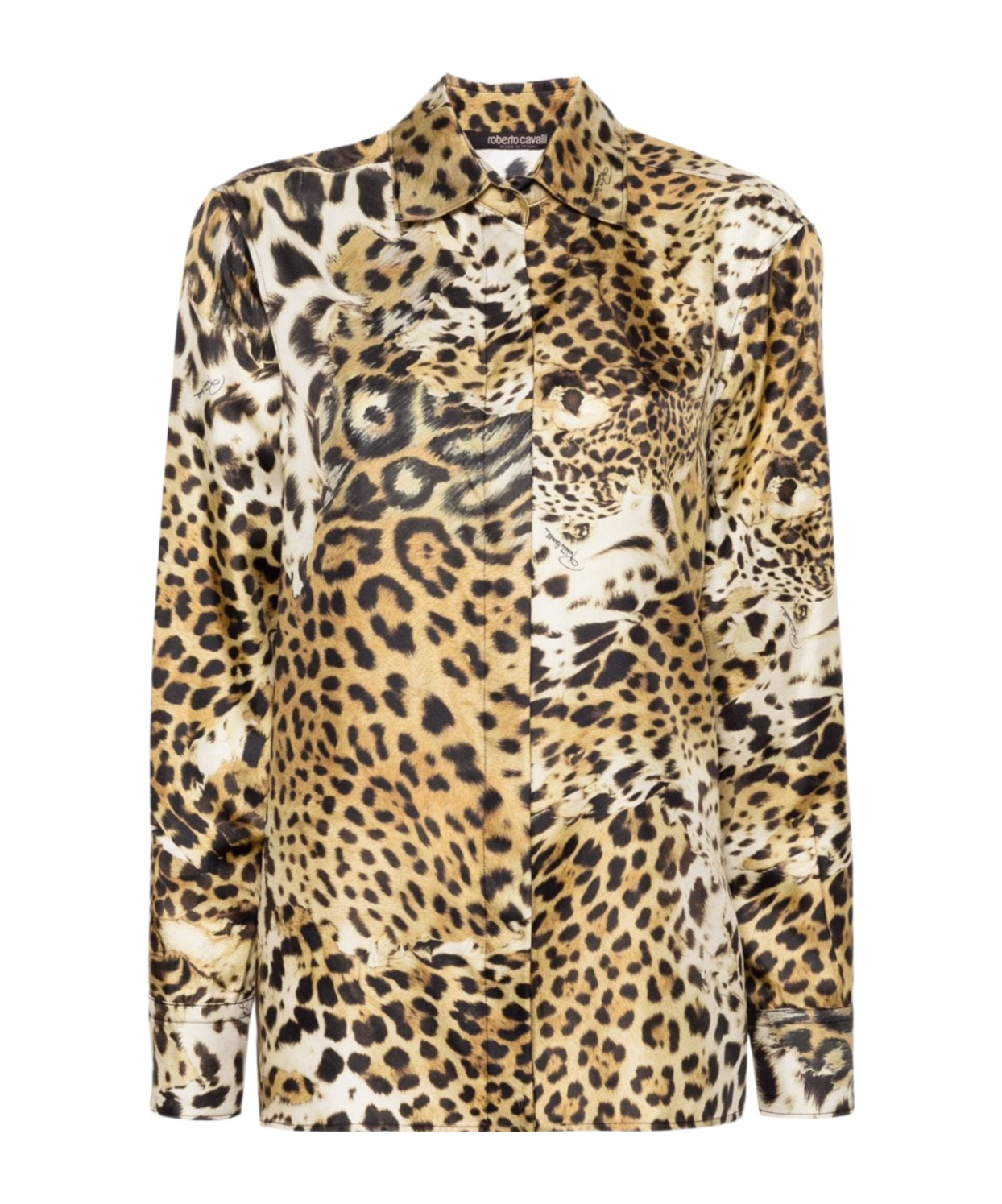 Roberto Cavalli Leo Printed Silk Twill Jacket In Nude